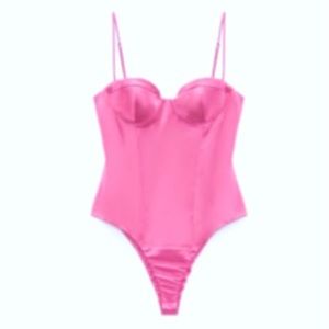 Satin Effect Bustier Bodysuit